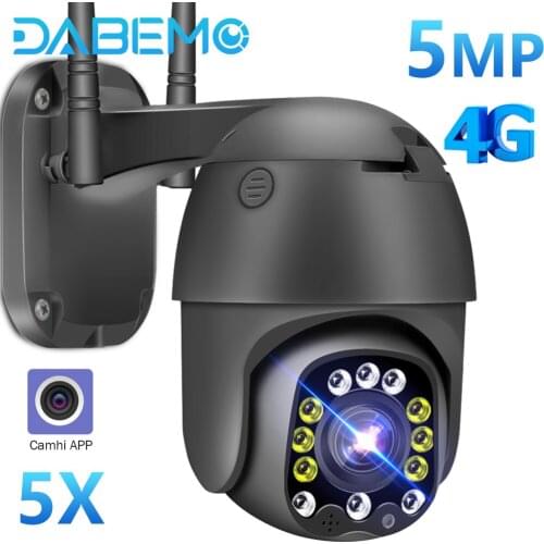 IP Camera With 4G SIM Card 5MP 1080P HD PTZ Wifi Camera 5x Optical Zoom Outdoor Wireless Security CCTV Cam H.265 Email Detection