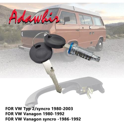 Front exterior door handle repair kit with key lock cylinder, rubber pad FOR VW Type 2 / Syncro Vanagon Syncro 251837205