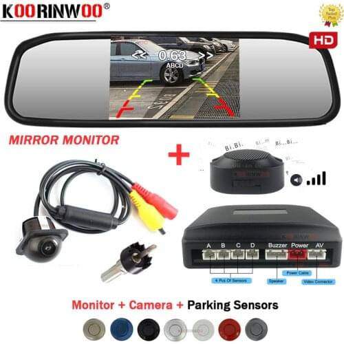 Koorinwoo Wireless Parking Sensors For cars Detector Radar + Monitor + Camera Reverse Night vision Trunk Cam connected systems