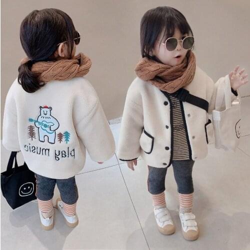 Boys and girls coat cartoon lamb wool padded jacket coat winter new childrens clothing