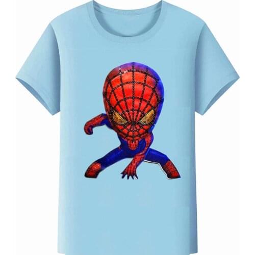 Disney summer cartoon printing color sequins boys and girls light up LED T-shirt cotton short-sleeved top