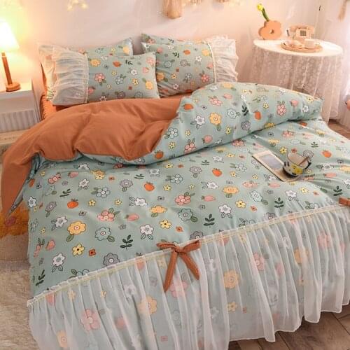Flower and fruit pie micro-velvet soft and warm beautiful chiffon style home textile quilt cover four-piece/three-piece