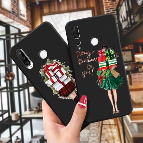 Lovely Christmas girl TPU Phone Case for Huawei P20pro P30 pro P40 lite Fashion Soft Case For Honor9 Honor10 Honor20 black cover