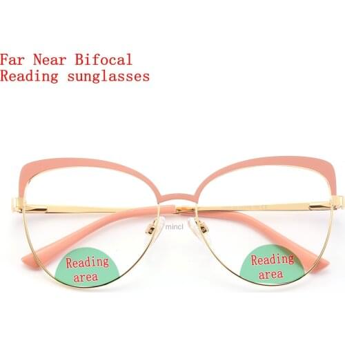 Fashion Bifocal Presbyopic Sunglasses Women Transition Sunglasses Photochromic Reading Glasses For Reader Near Far Sight NX