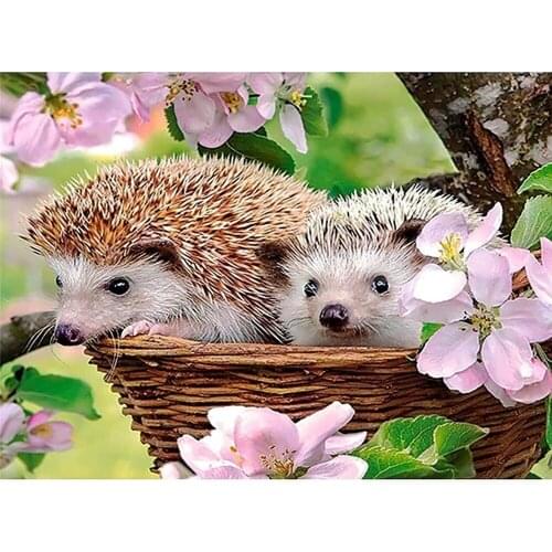 Animal Hedgehog DIY 11CT Embroidery Cross Stitch Kits Needlework Craft Set Printed Canvas Cotton Thread Home Decoration Sale