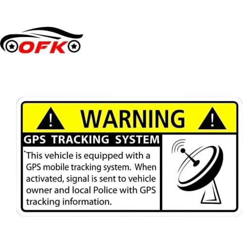 OFK for GPS Tracking Car Stickers Security Warning Alert Decal Scratch-Proof Sunscreen JDM Trunk Decoration 13cm X 6.9cm