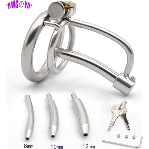 Stainless Steel Male Chastity Cage Device Cock Rings With Urethral Catheter Penis Lock Bdsm Sex Toys for Men 18+ Intimate Goods