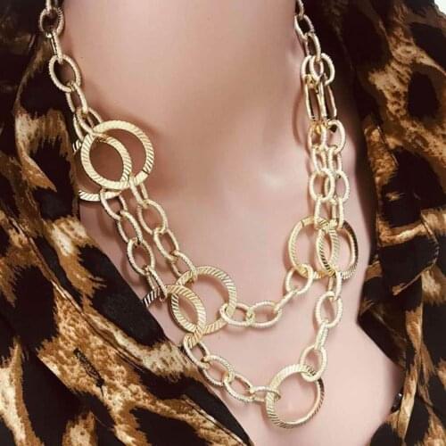 2020 new multilayer long chain collar choker necklace vintage punk geometric round necklace women Jewelry wholesale
