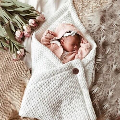 Warm Baby Blanket Newborn Swaddle Wrap Soft Infant Sleeping Bag Knitted Envelope For Stroller Accessories Receiving Blanket