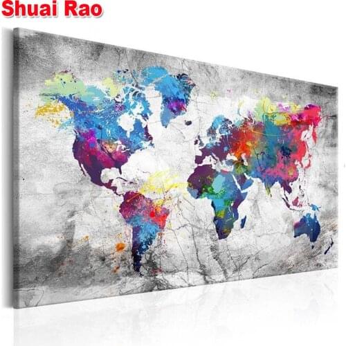 Office decor for 2020 top gift world map full square diamond painting round diamond embroidery
