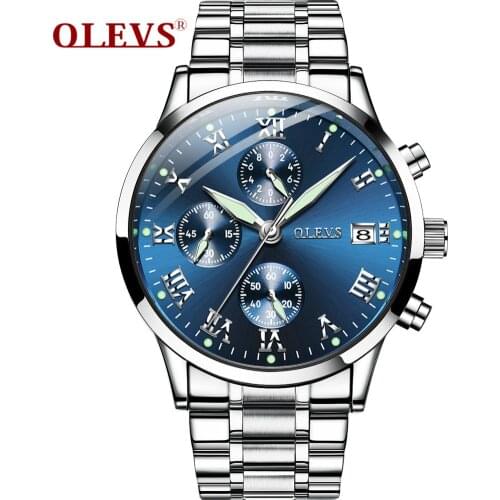 OLEVS Men Watches TOP Brand Luxury Stainless Steel Mens Watch Chronograph Quartz Wrist Watch Male Clock Relogio Masculino 2020