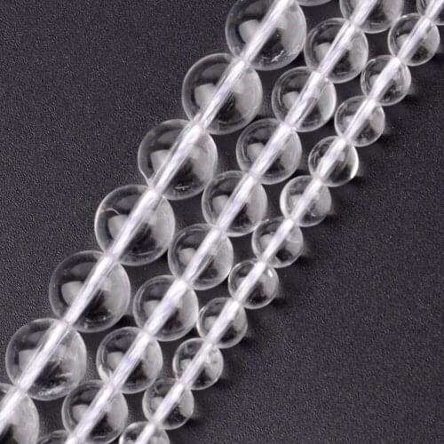 Wholesale A+ 6 8 10 12mm Natural Round White Quartz Clear Crystal Round Beads For Jewelry Making 15inch Beads Diy Jewellery