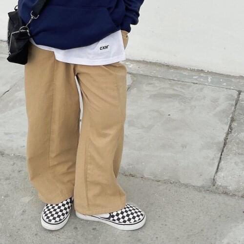 2021 autumn school childrens loose solid color splicing washed casual pants childrens pants pants for girls