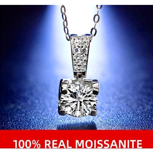 NYMPH Moissanite Diamond Necklace Pendant 1.0ct D Color Square 925 Sterling Silver High Jewelry Lady Birthday Gift