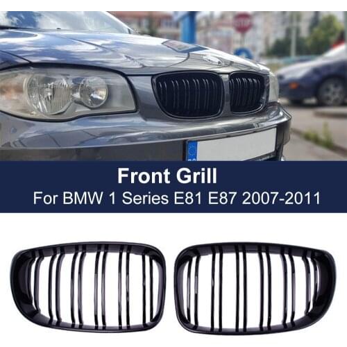 2PCS Car Front Kidney Grill for BMW E81 E87 E82 E88 120I 128I 130I 135I Selected 2007-2011 Dual Slats Line Grille Replacement