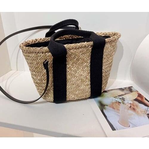 Summer New Grass Woven Handmade Beach Bag Straw Woven Bag Purses and Handbags Luxury Designer for Woman Shoulder Bags