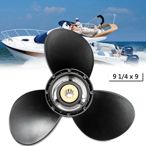 9 1/4 x 9 Boat Outboard Propeller Fit For Suzuki 8-20HP 58100-93723-019 Marine Propeller Aluminum Alloy Black 10 Spline Tooth