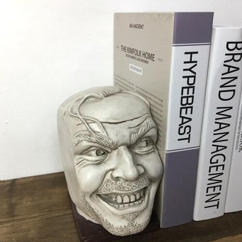 ERMAKOVA Resin Heres Johnny Statue Creative Bookshelf Bookend Library Funny-face Home Decoration Desktop Ornament Gift