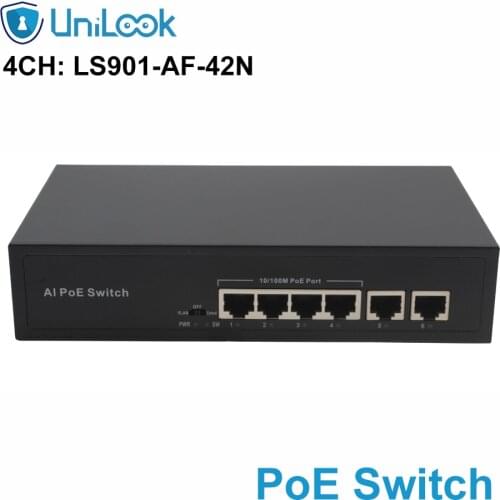 Professional 1+4 Ports 10/100Mbps Mini PoE Switch 48V 1A Power over Ethernet Network Switch for CCTV IP Camera