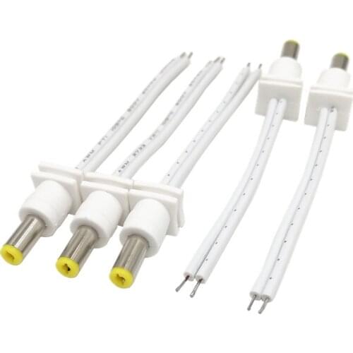 DC Connectors 5.5 X 2.1mm DC Power Pigtail Cable Male Connector for CCTV Security Camera Power Adapter Connectors with Card Bit