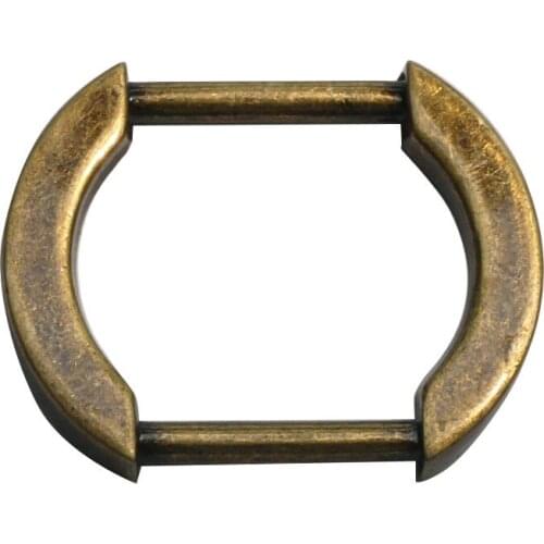 RB15 Metal Tri-glide Button Buckle Looped Fasteners Custom Logo Bridle Buckle Sliders for Handbag Leathercraft Strap