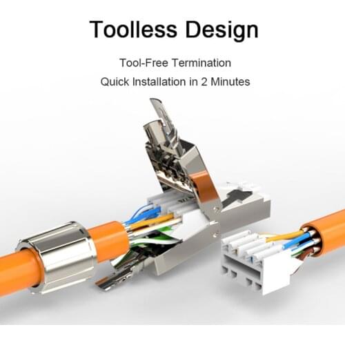 RJ45 8P8C STP Shielded Field Connector RJ45 Termination Plug for Cat.6A cat7 23AWG Solid Installation Cable