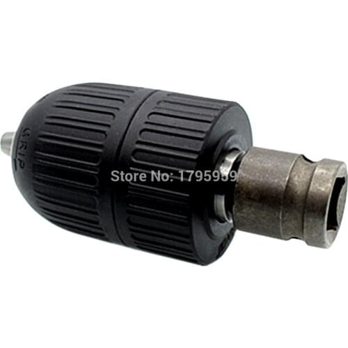 1/2-20UNF Mount Self Locking Keyless Drill Chuck 2mm-13mm With 1/2" Square Socket Adaptor Connecting Rod for Impact Drills