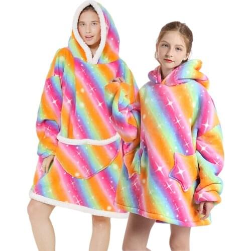 Hoodie Blanket With Sleeve Family Matching Outfits Girls Homewear Mother Daughter Hood Sweatshirt Children Clothes Kids Pyjamas