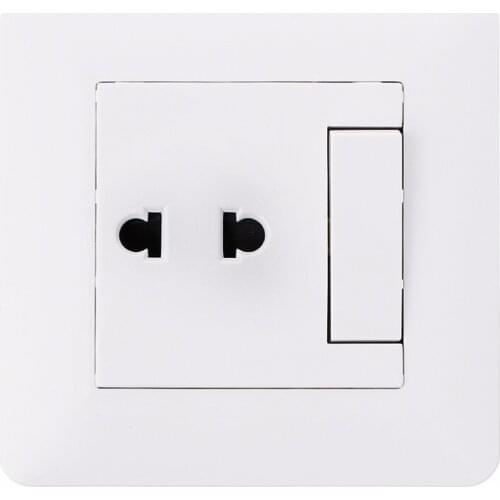 2 Hole Universal Power Socket With 1 Gang 2 Way Light Switch Porcelain White 250V 10A