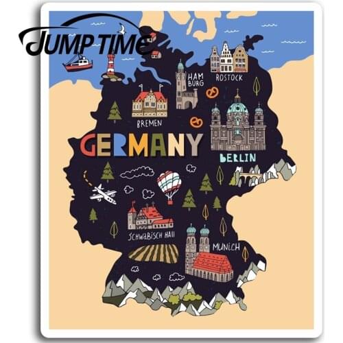 Jump Time Germany Map Vinyl Stickers Berlin EU Sticker Laptop Luggage Waterproof Car Decal Window Bumper Auto Accessories