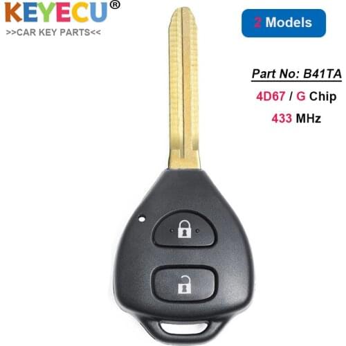 KEYECU Aftermarket Board for Toyota Fortuner Innova Yaris Hilux New Remote Key Fob 433MHz 4D67 / G Chip B41TA
