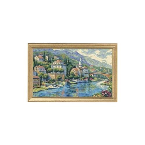 Top Quality Popular Counted Cross Stitch Kit Panorama Italian Vista Little Town House Home Scenic DIM 35246