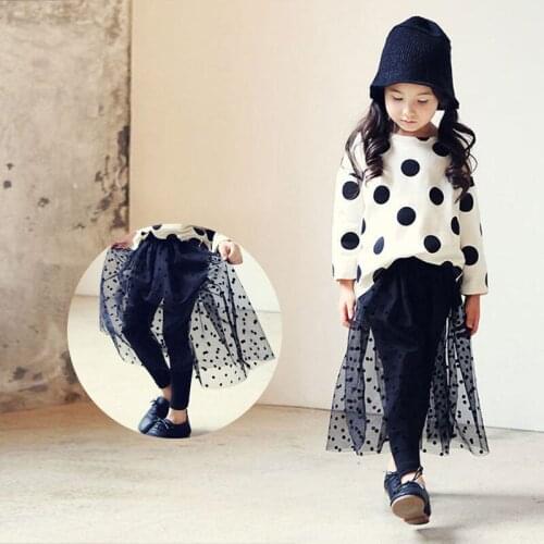 Spring Autumn cotton baby skirtpants girls culottes children tutu bottoms fashion mesh lace princess 3 to 9 yrs