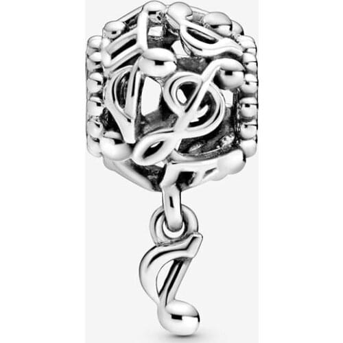 2020 New 925 Sterling Silver Beads Openwork Music Notes Charms fit Original Pandora Bracelets Women Fashion DIY Jewelry Gift
