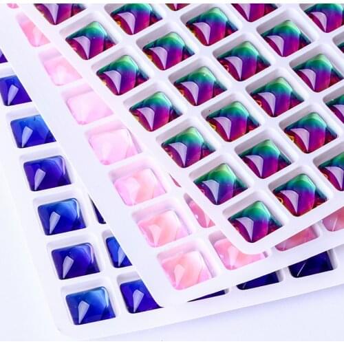 10mm Square Rhinestones Flatback 4mm Small Glass Strass Colorful Glue On Nails Fancy Stones K9 Glass Crystals Accessories