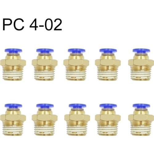 10PCS PC4-02 4MM Hose Tube Pneumatic Fitting Air Connector Straight Through Quick Connecors Fitttings male thread wholesale