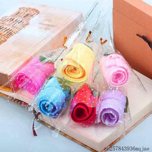 100pcs Rose Flower Towel Cake Microfiber Fabric Hand Towels Wedding Gift Size 20*20cm