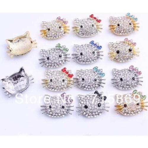 100pcs One Color lovely kitty Cat Crystal bead FOR Pave Rhinestone making bracelet