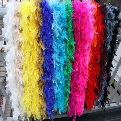 2Yards Natural Fluffy Turkey Feather Boas Costume Party Decorative White Feathers Shawl for crafts Wedding Scarf plume