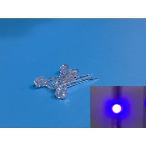 200pcs 5mm Light UV Purple Straw Hat Wide Angle Ultraviolet 395nm - 400nm Transparent 5 mm Light-Emitting Diode LED Lamp