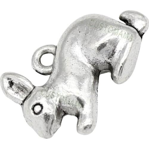 30pcs-Antique Silver 3D Rabbit Charms Pendant,DIY For Bracelet Necklace 20x14x6mm