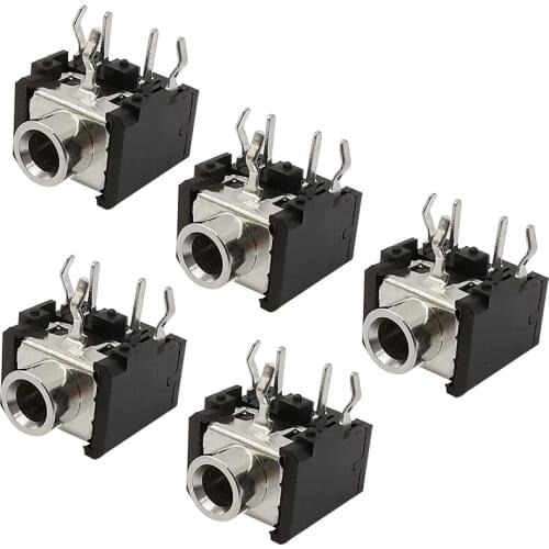 5Pcs/lot Black PJ306 PJ-306 3.5mm Female Jack Audio Connector 5 Pin DIP Stereo Headphone Socket