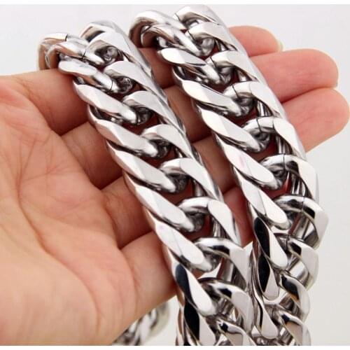 9/11/13/16/19/21mm Silver Color/Gold Color Cuban Curb Link Chain Stainless Steel Necklace/Bracelet Biker Mens Women Gift 7-40"