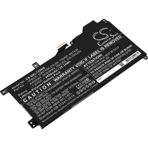 Cameron Sino Battery For DELL 09NTKM,0D9J00,0KWWW4,1FKCC,9NTKM,CN-0D9J00,D9J00,KWWW4,T5H6P