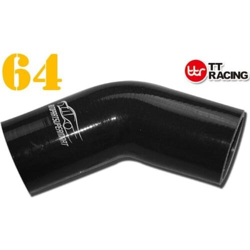 AUE45-64BK - 4PLY Silicone 45 Degree Elbow Connector Joiner Turbo Hose 64mm 2.5" 2 1/2" Black