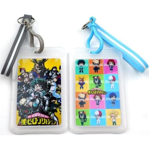 Anime My Hero Academia Card Cover Key Chain Bank Credit Card Holder Card Bag Plastic Student ID Bus Card Sleeve Protect