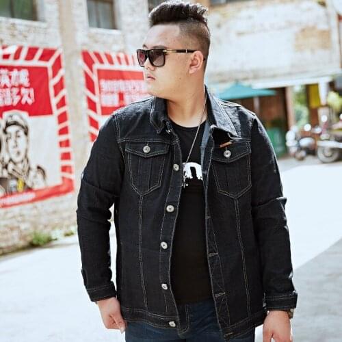 Black men denim jacket plus size loose denim jacket, fat jeans, fat mans blouse, fat guys elastic jacket M--8XL