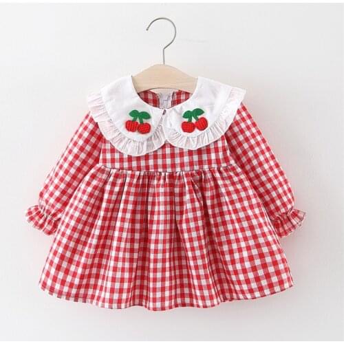 2021 New Baby Girl Dress Kids Lattice Pattern Dress Birthday Party Dress Toddler Spring Autumn Super Cute Clothing 0 1 2 3 Years