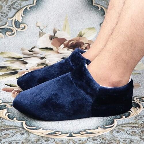 House Slippers for Men Warm Plush Slippers Cheap Winter Bedroom Slippers for Men Suede Soft home Shoes Male