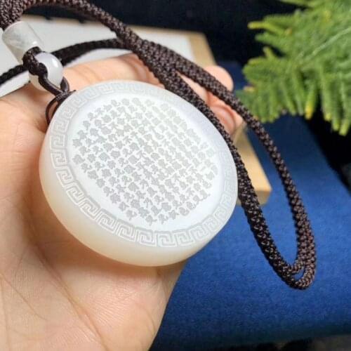 Costly Sea tridacna Pendant giant clam carven heart sutra Amulet hanging Organic gem rare